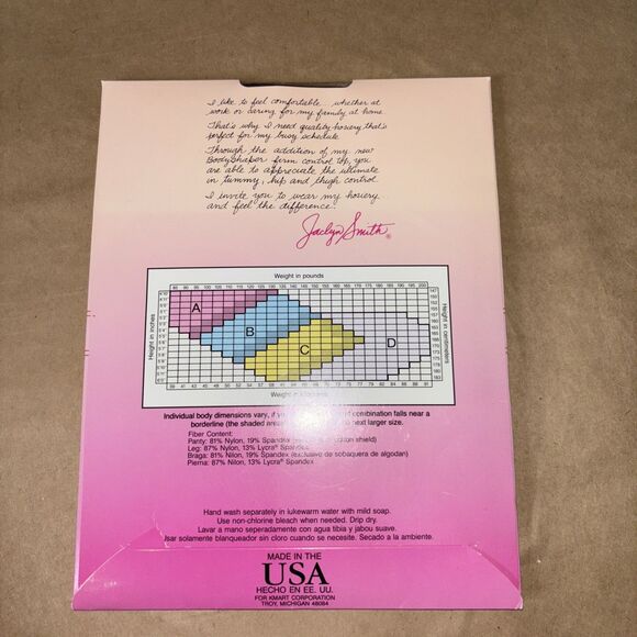 Jaclyn Smith Bodyshaper pantyhose in size A and off black Vintage New In Box - Picture 3 of 3